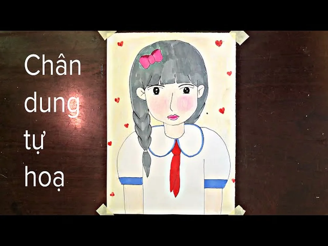Tranh chân dung học sinh tự họa bé gái tranh chân dung học sinh tự họa bé gái đơn giản