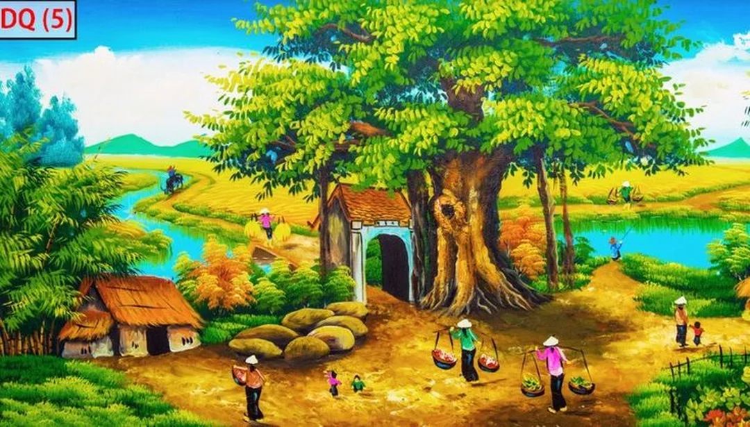 Tranh đồng quê 3D đẹp phối cảnh tường phòng khách tranh đồng quê 3d đẹp phối cảnh tường phòng khách