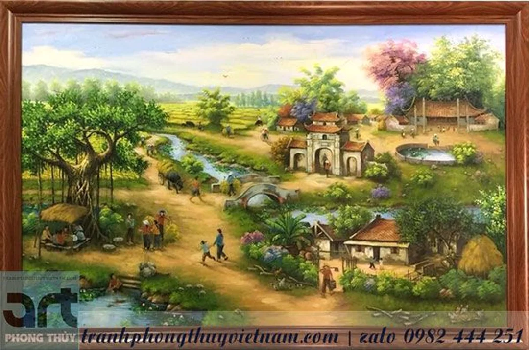 tranh đồng quê đẹp nhất treo phòng khách gam màu ấm