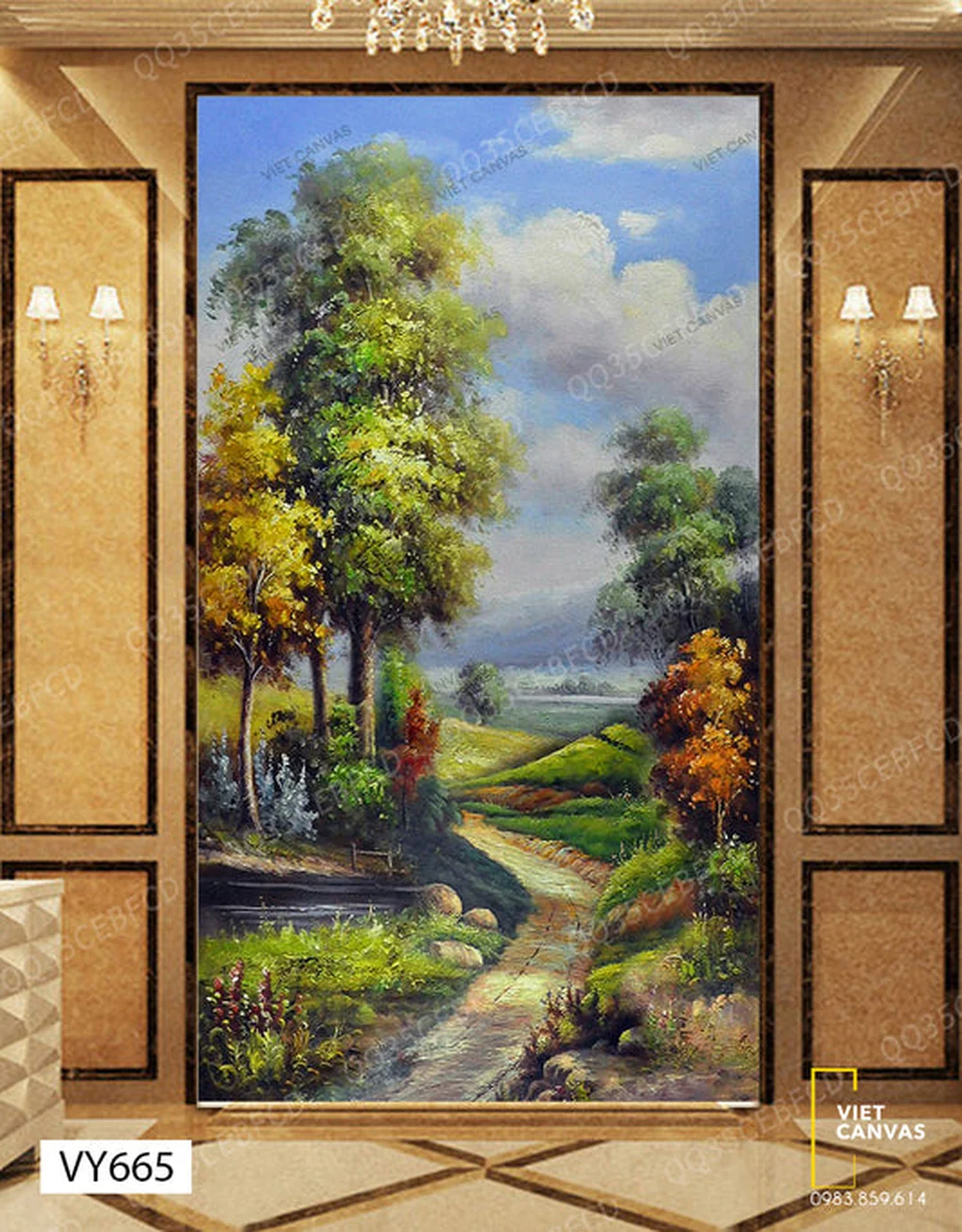 Tranh đồng quê khổ dọc chất liệu canvas tranh đồng quê khổ dọc chất liệu canvas phong cảnh quê hương