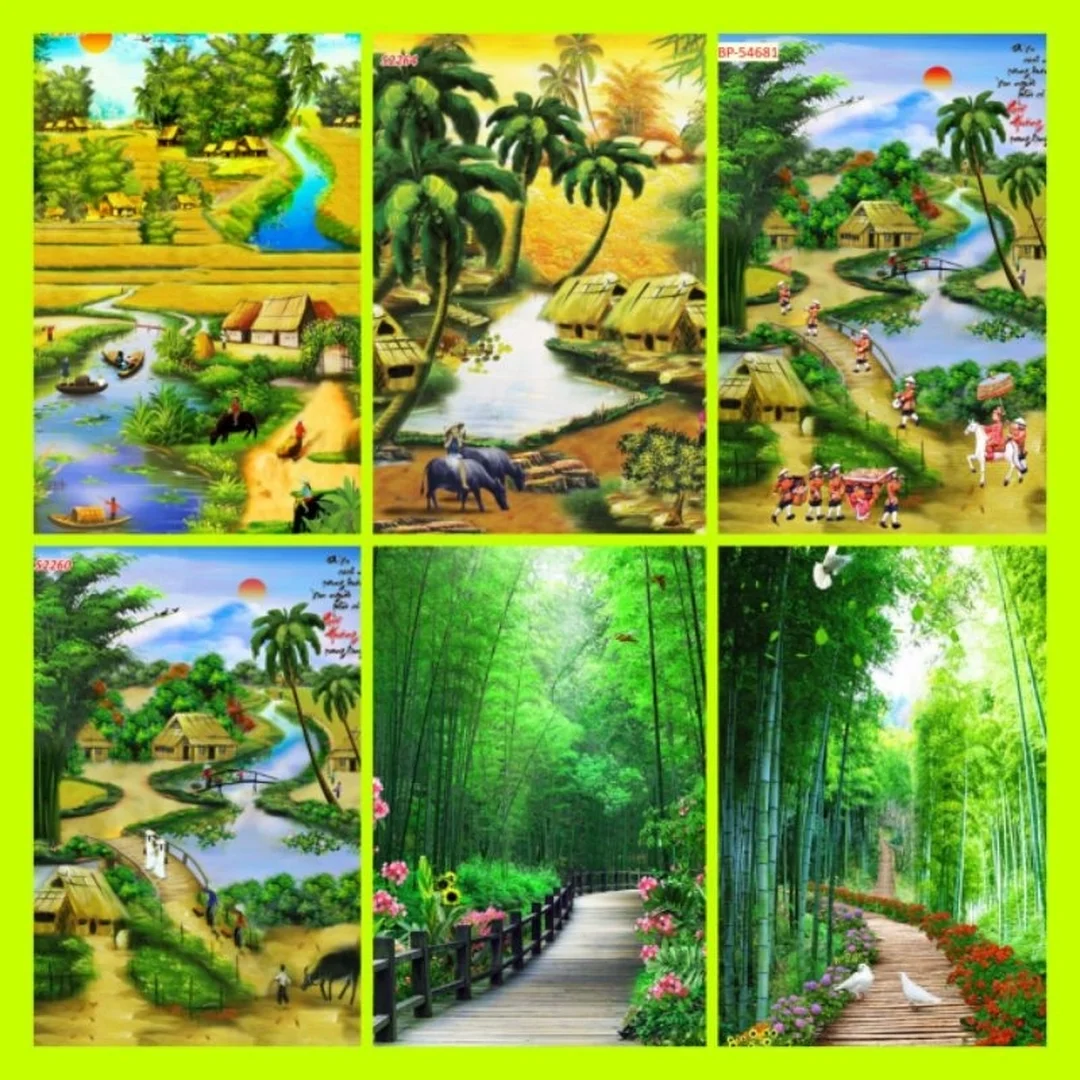 Tranh đồng quê khổ dọc treo cầu thang tranh đồng quê khổ dọc treo cầu thang nhà phố