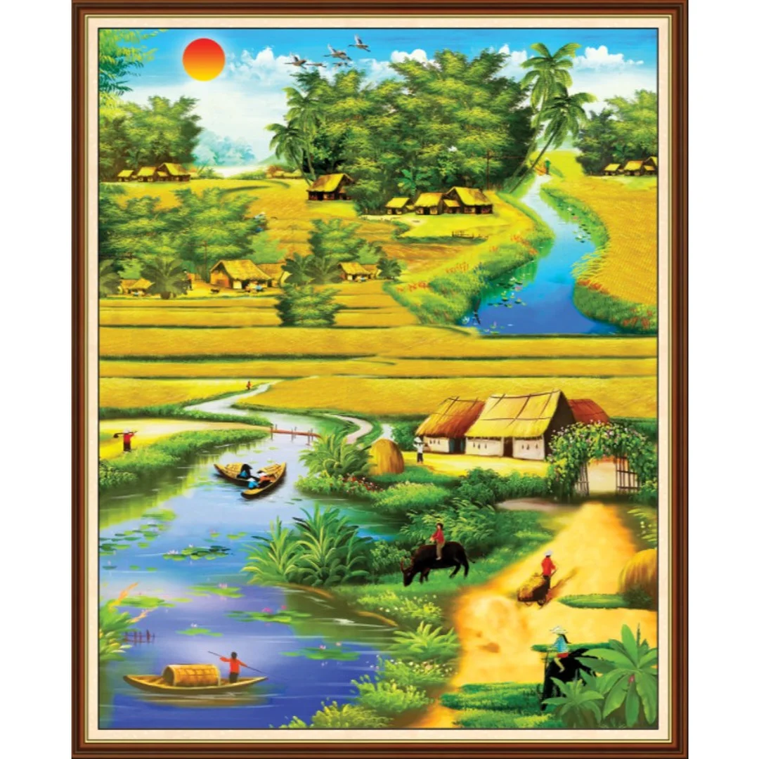 Tranh đồng quê khổ dọc cho mảng tường hẹp tranh đồng quê khổ dọc treo mảng tường hẹp phòng khách