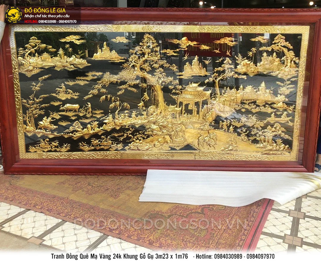 Tranh đồng quê khổ lớn cho không gian sang trọng tranh đồng quê khổ lớn mạ vàng treo trong không gian sang trọng