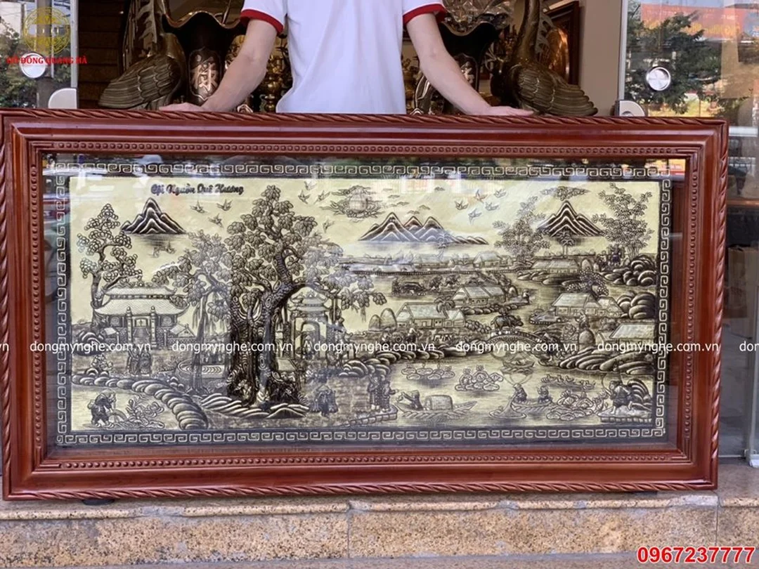 Tranh đồng quê khổ lớn chủ đề làng quê Việt Nam tranh đồng quê khổ lớn với bố cục làng quê Việt Nam