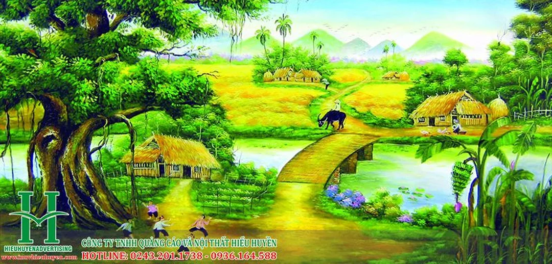 Tranh đồng quê mùa gặt cần chọn đúng kích thước tường Tranh đồng quê mùa gặt cần chọn đúng kích thước tường
