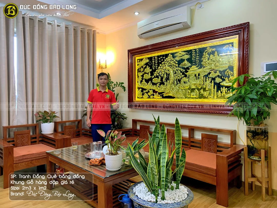 Tranh đồng quê treo tường hàng dập khung gỗ tranh đồng quê treo tường hàng dập khung gỗ