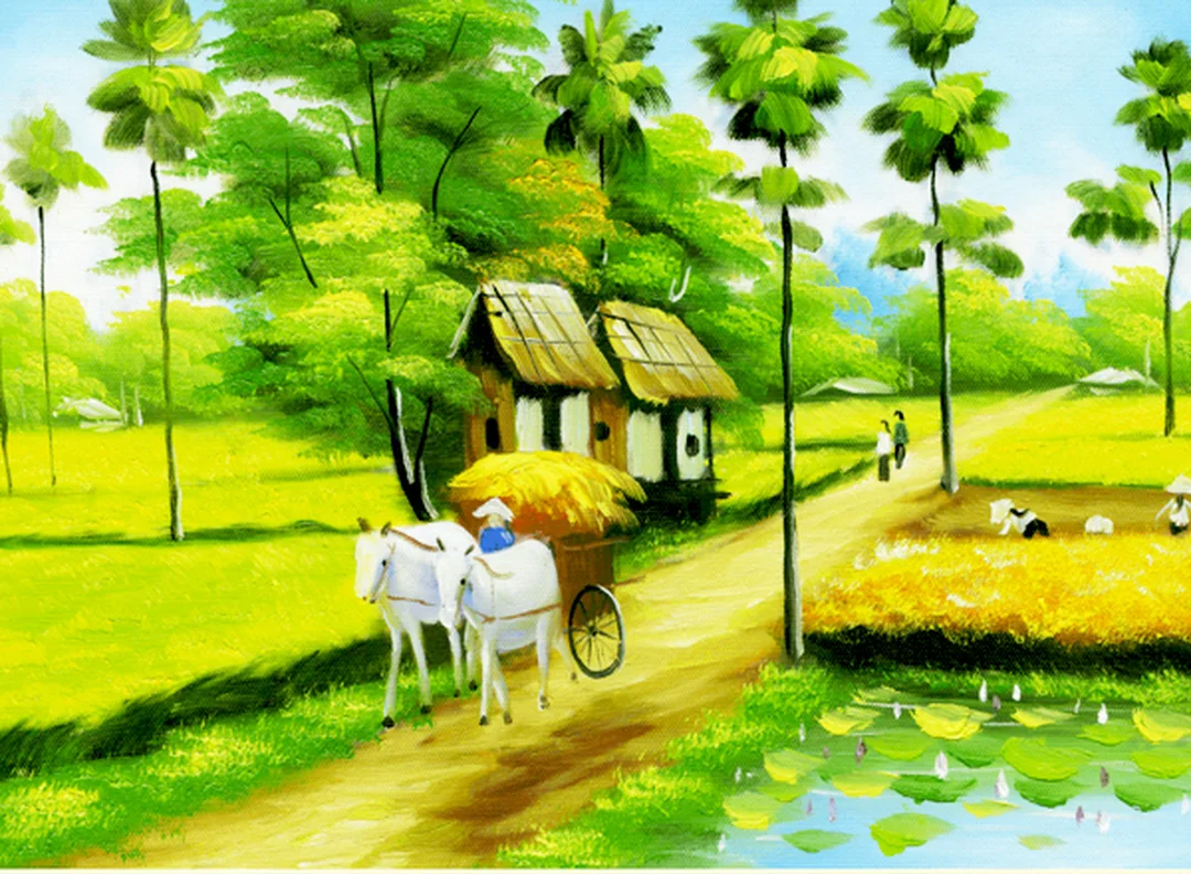 Tranh đồng quê vector treo tường phòng khách tranh đồng quê vector treo tường phòng khách nhà Việt