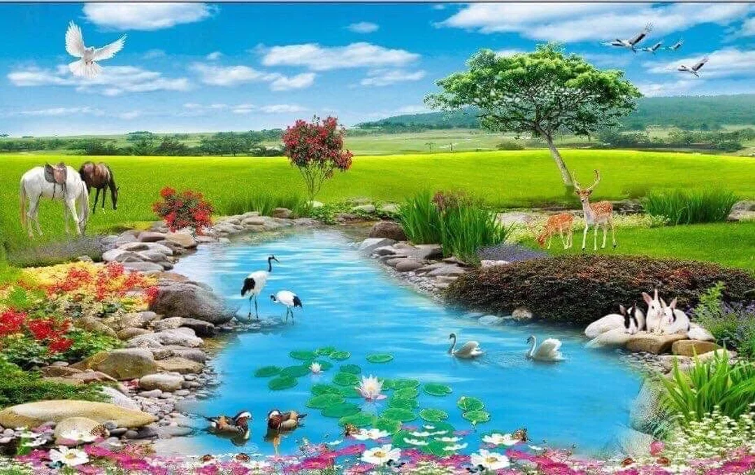 Tranh gạch phong cảnh 3D ốp tường phòng khách tranh gạch phong cảnh 3d ốp tường phòng khách sáng màu