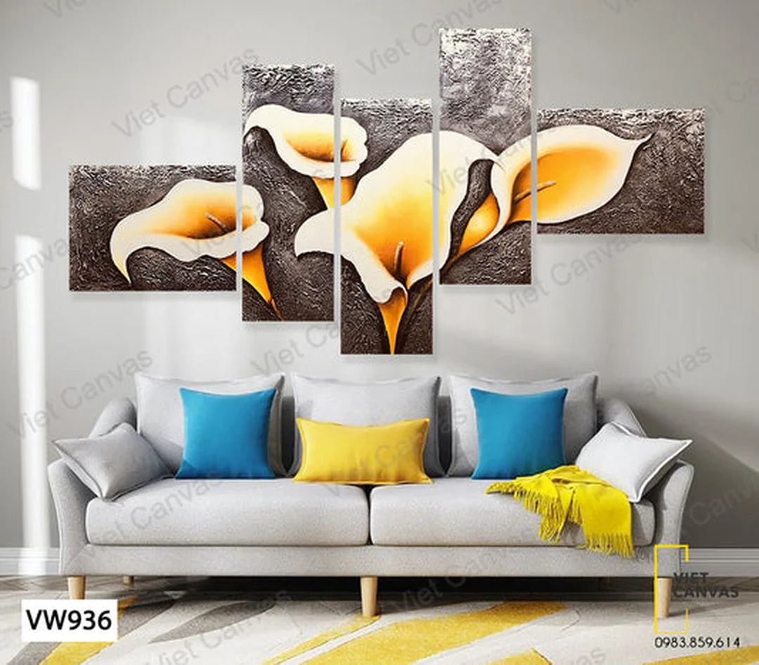 Tranh hoa calla bộ 5 tấm tranh hoa calla bộ 5 tấm treo tường hiện đại