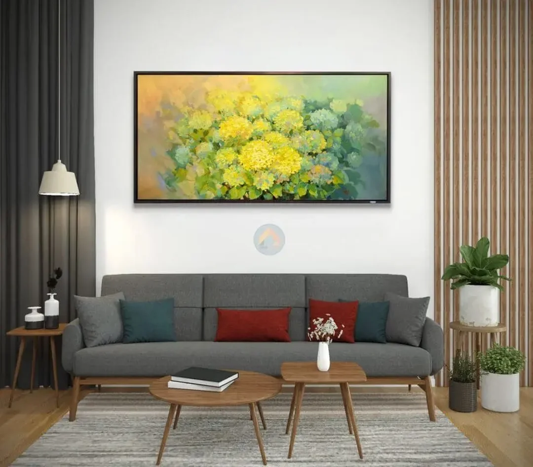 Tranh hoa cẩm tú cầu khổ ngang cho phòng khách lớn tranh hoa cẩm tú cầu khổ ngang cho phòng khách lớn