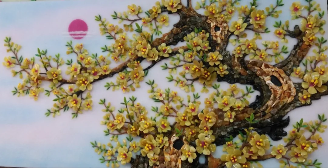 Tranh hoa mai đá quý màu vàng sang trọng tranh hoa mai đá quý màu vàng sang trọng