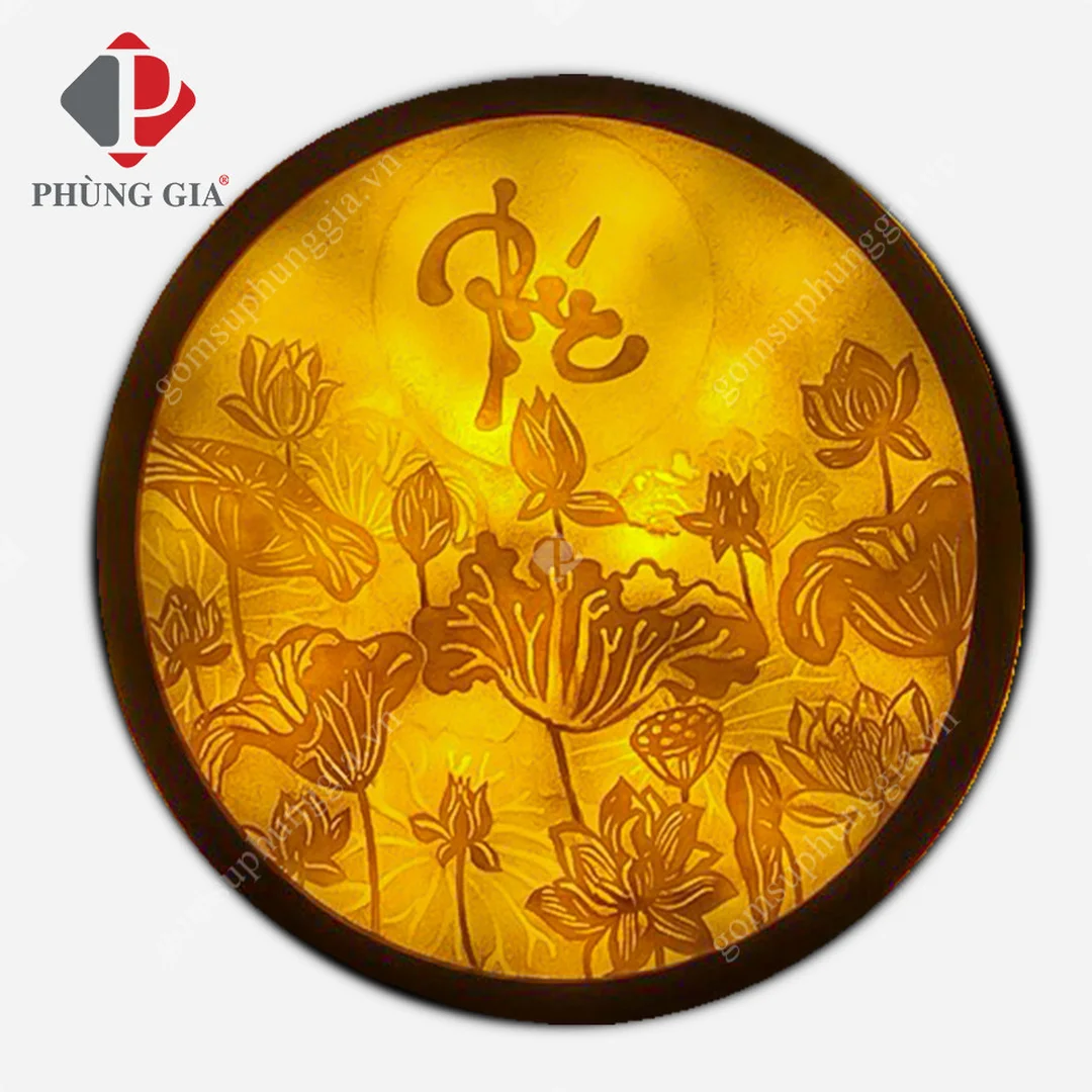 Tranh hoa sen Phật giáo dạng tranh tròn tranh hoa sen phật giáo dạng tranh tròn thanh tịnh