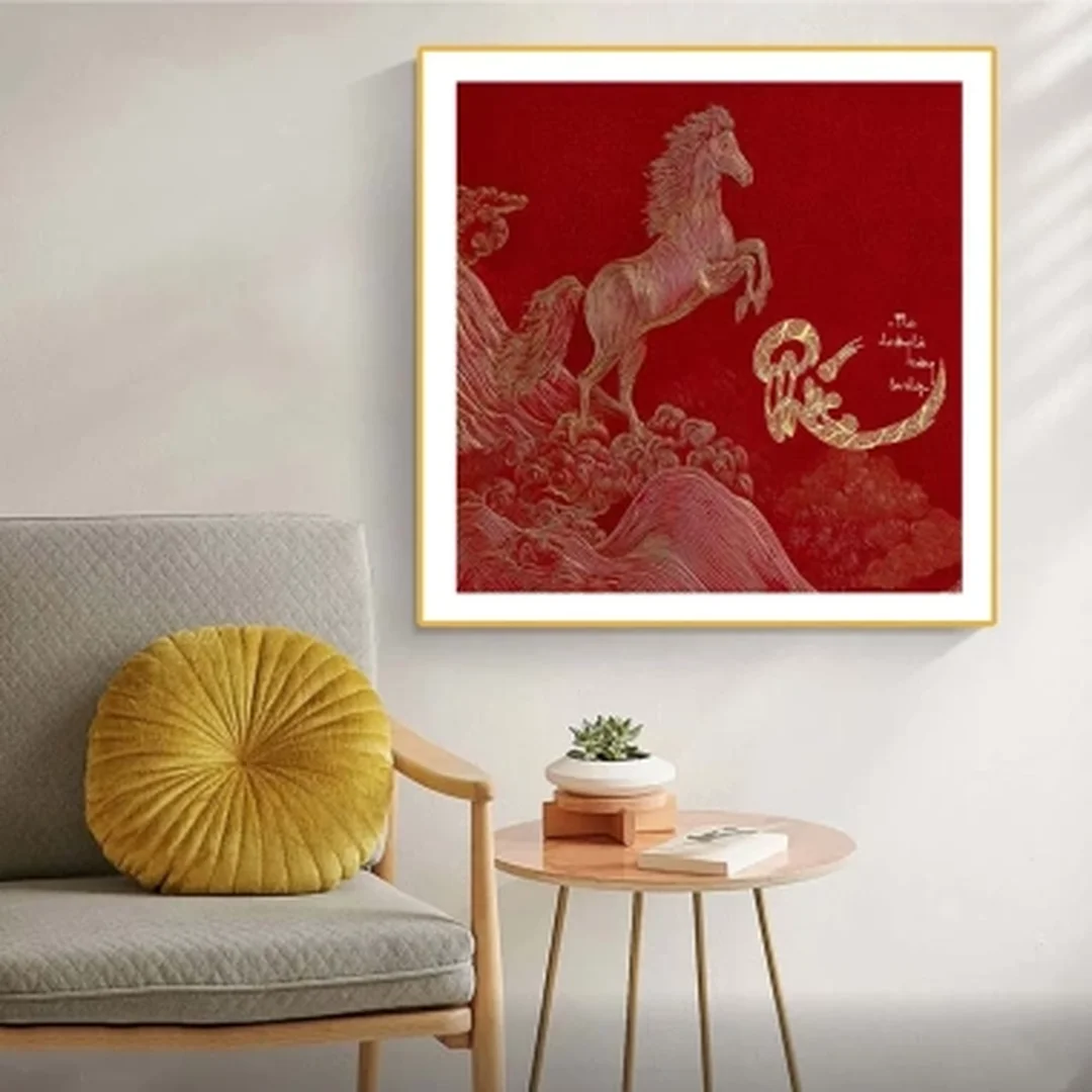 tranh nghệ thuật cao cấp hình ngựa biểu tượng thịnh vượng cho phòng khách và văn phòng