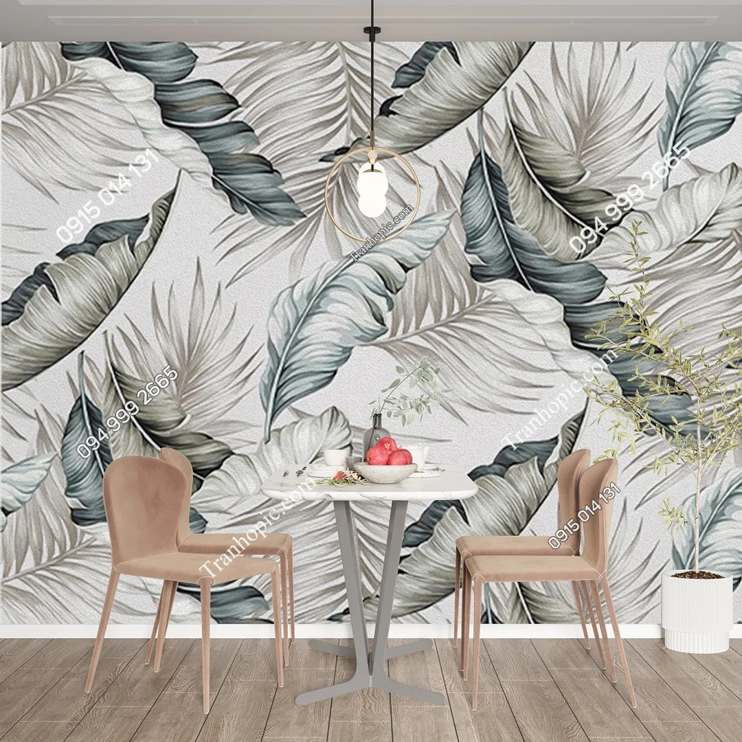 tranh nghệ thuật đẹp nhất họa tiết lá tropical hiện đại