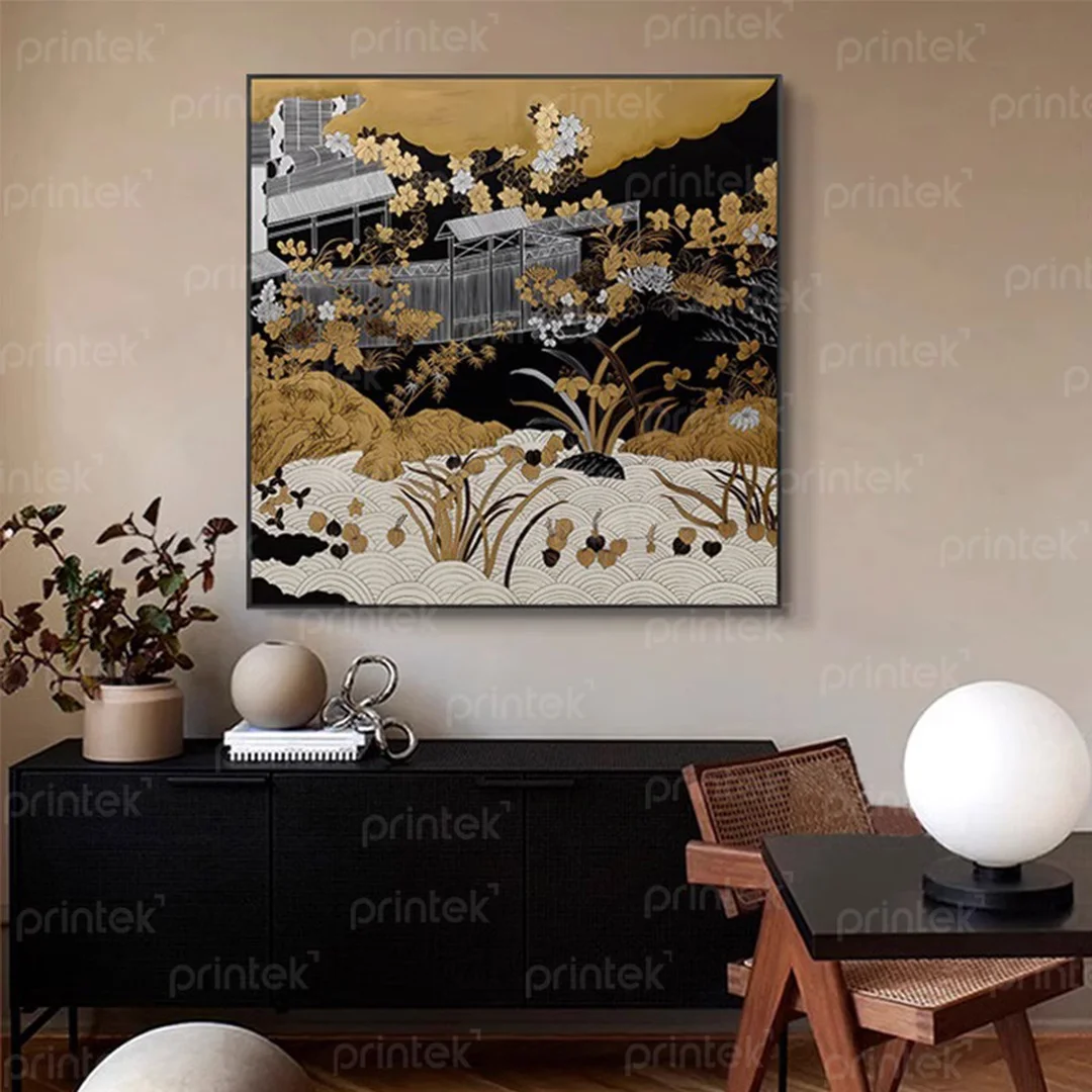 tranh nghệ thuật phong cách indochine treo tường phòng khách