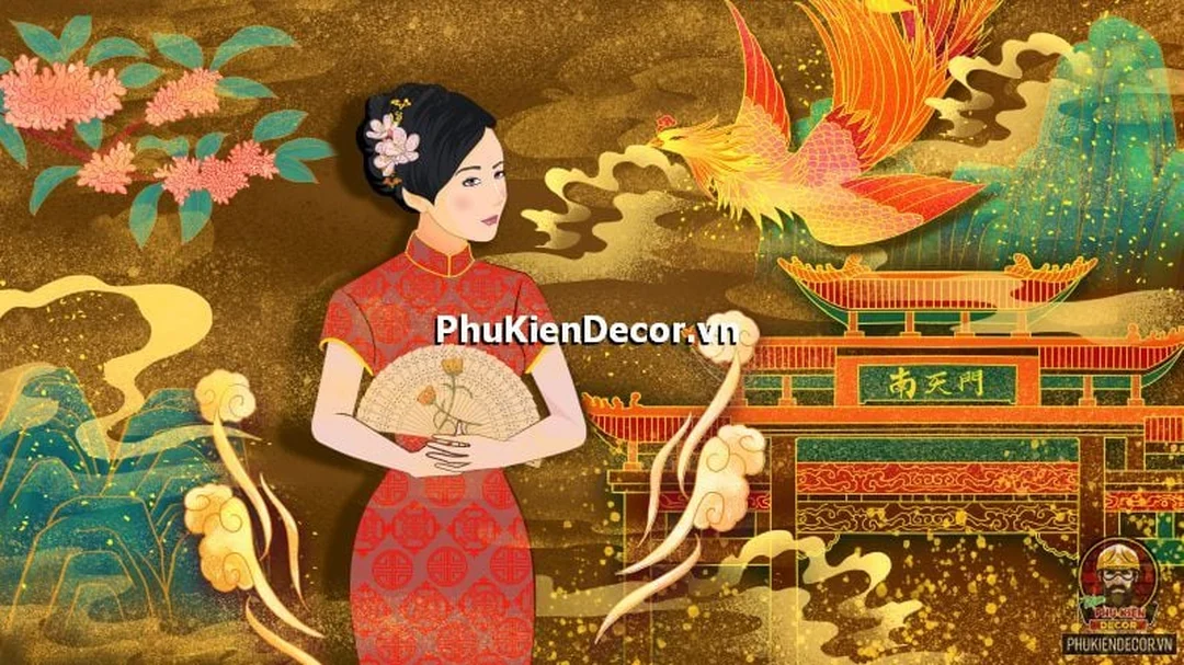 tranh nghệ thuật trung quốc trang trí phòng phong cách phương Đông