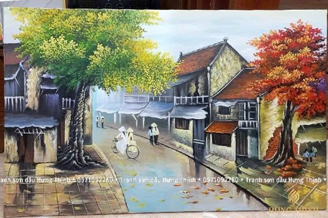 tranh phố cổ trong bộ sưu tập tranh sơn dầu đẹp hà nội