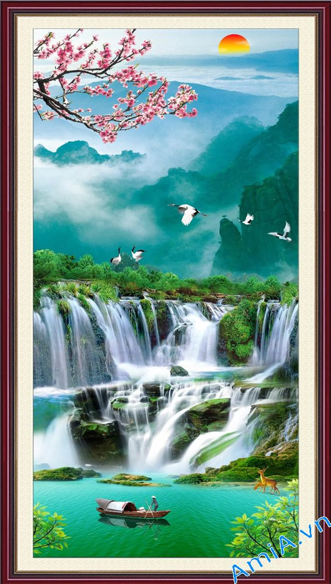 Tranh phong cảnh 3D thiên nhiên xanh cho phòng khách tranh phong cảnh 3d chủ đề thiên nhiên xanh phù hợp phòng khách