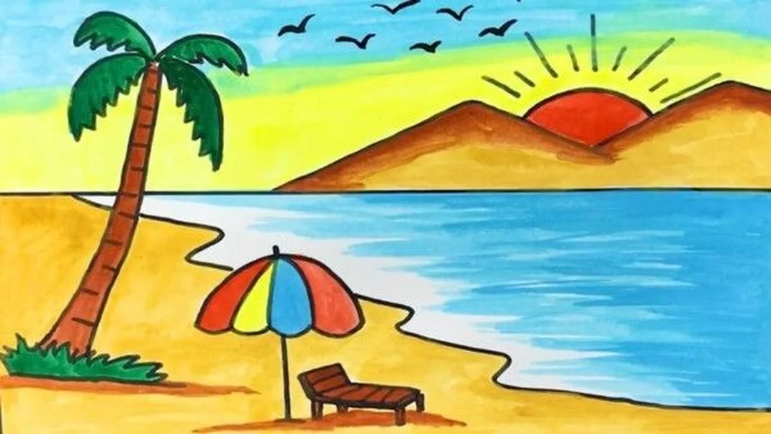 tranh phong cảnh đơn giản tông màu nhẹ cho người mới chọn tranh