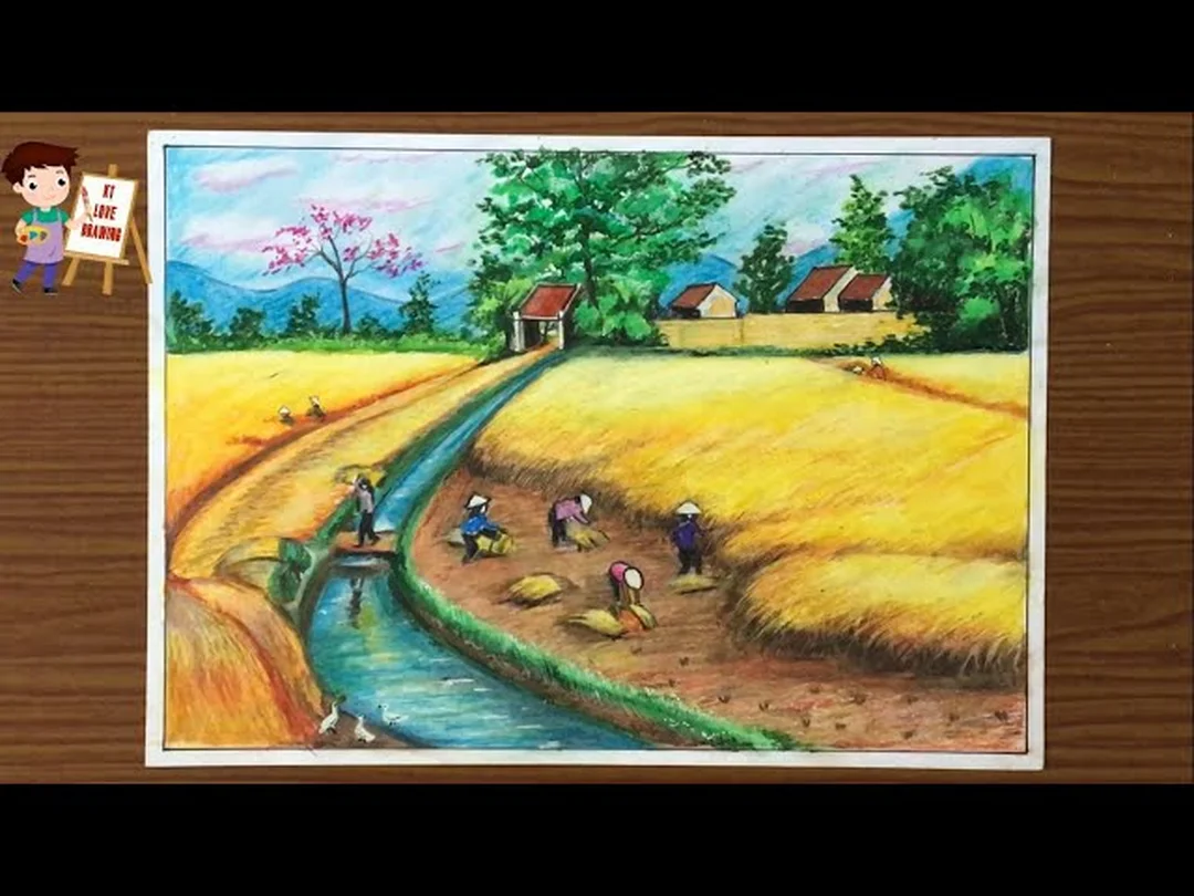 Tranh phong cảnh đồng quê hướng dẫn vẽ tranh phong cảnh đồng quê video hướng dẫn vẽ làng quê