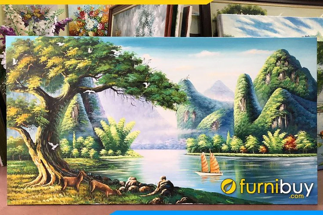 Tranh phong cảnh núi rừng hùng vĩ có ánh sáng tự nhiên tranh phong cảnh núi rừng hùng vĩ với ánh sáng tự nhiên
