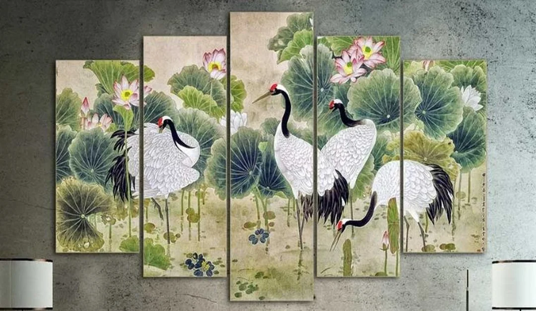 tranh phong thủy cho người mệnh mộc 1988 treo phòng khách với gam xanh lá