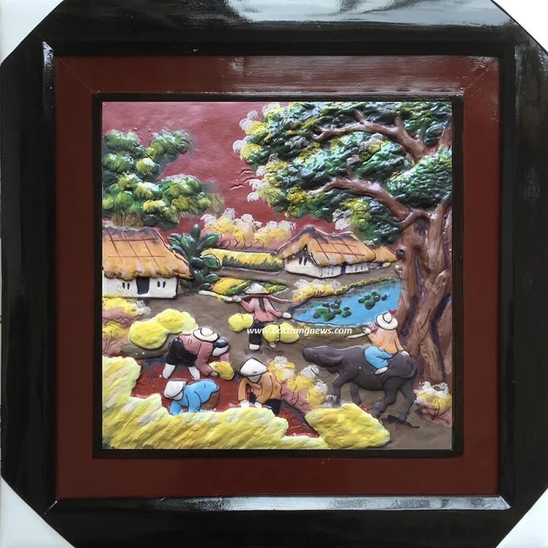 Tranh phong thủy cho người tuổi Kỷ Dậu chủ đề đồng quê màu vàng đất