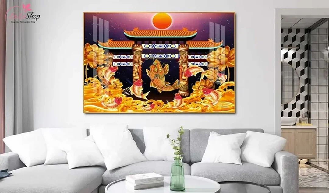 Tranh phong thủy mệnh hỏa treo đúng hướng giúp không gian phòng khách hài hòa