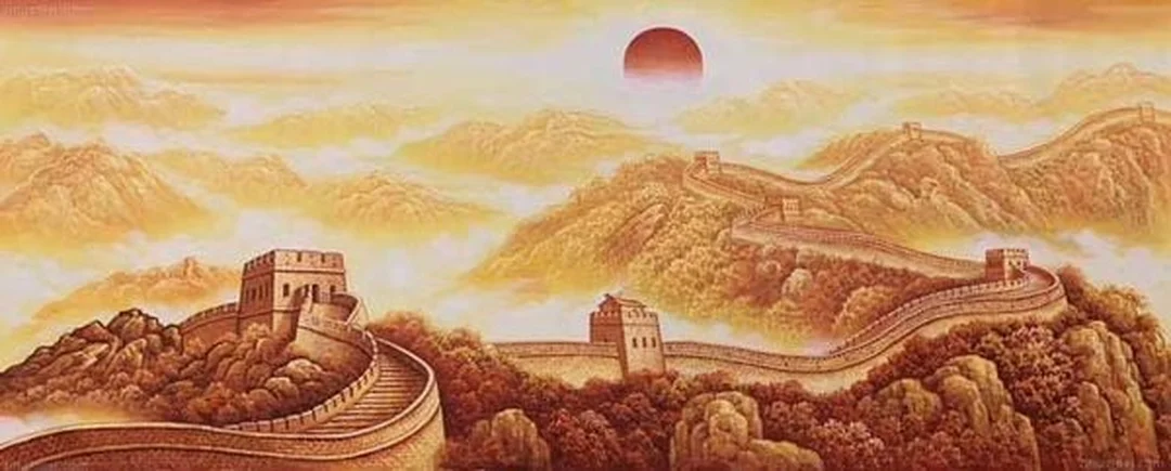 Tranh phong thủy mệnh Thổ Vạn lý trường thành tranh phong thủy mệnh thổ Vạn lý trường thành màu vàng nâu