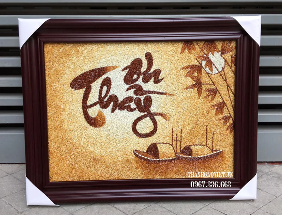 tranh quà tặng tri ân thầy cô bằng chất liệu gạo