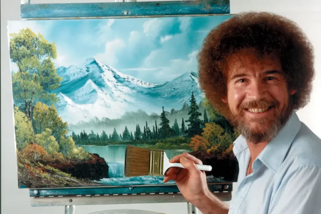 tranh sơn dầu bao nhiêu tiền khi họa sĩ hoàn thiện tranh theo phong cách Bob Ross
