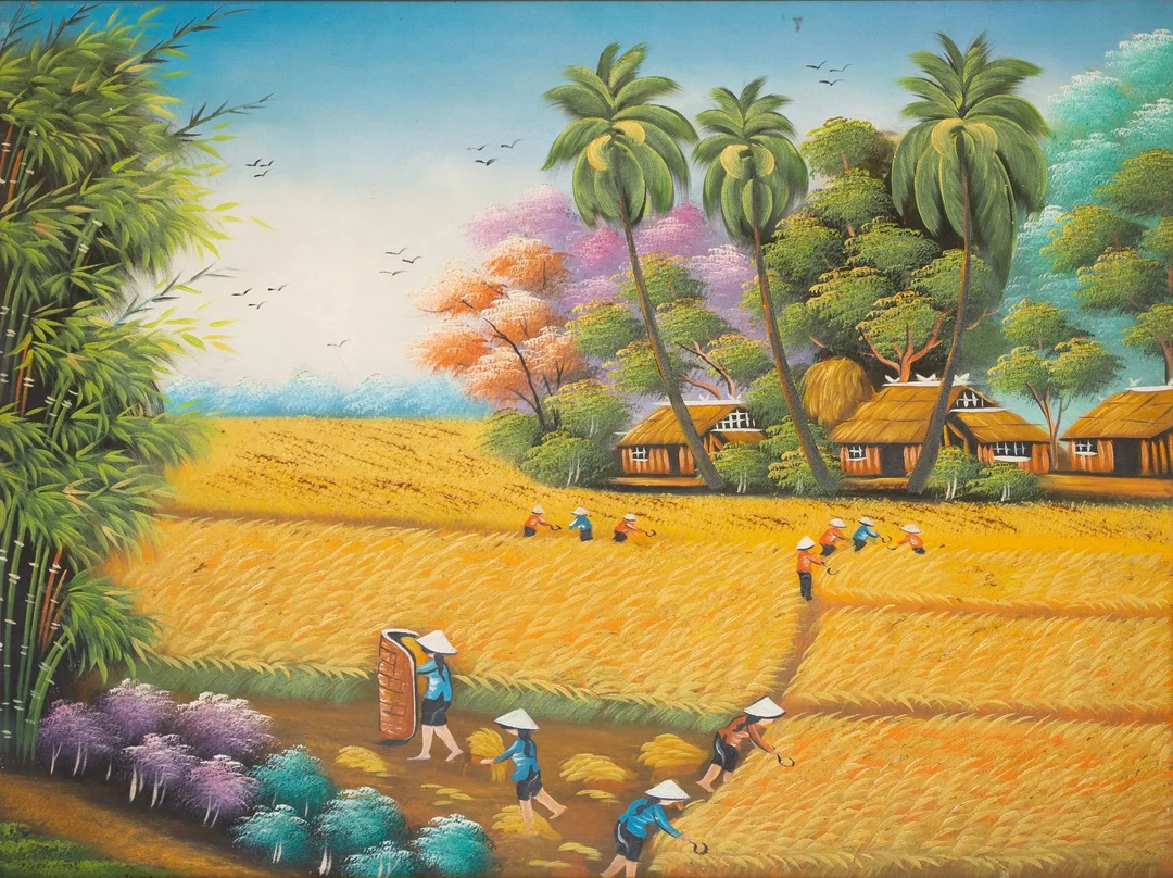 Tranh sơn dầu đồng quê mùa vụ bội thu tranh sơn dầu đồng quê mùa vụ bội thu