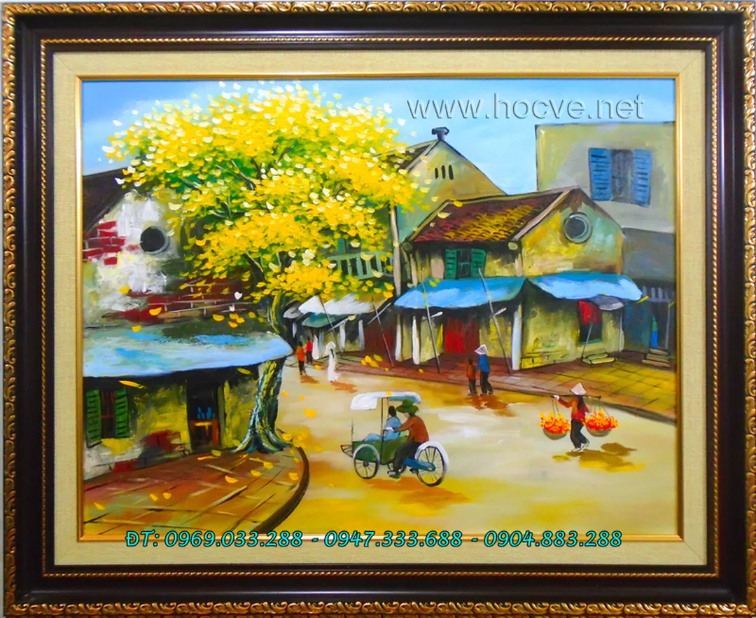 Tranh sơn dầu giá rẻ Hà Nội chủ đề phố cổ tranh sơn dầu giá rẻ Hà Nội chủ đề phố cổ treo phòng khách