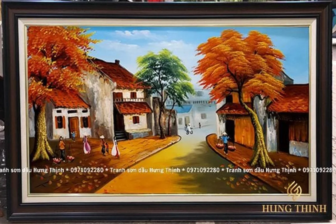 Tranh sơn dầu Hà Nội khung gỗ treo tường tranh sơn dầu hà nội khung gỗ treo tường