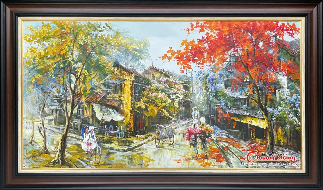 Tranh sơn dầu Hà Nội phố cổ tranh sơn dầu hà nội phố cổ cho phòng khách