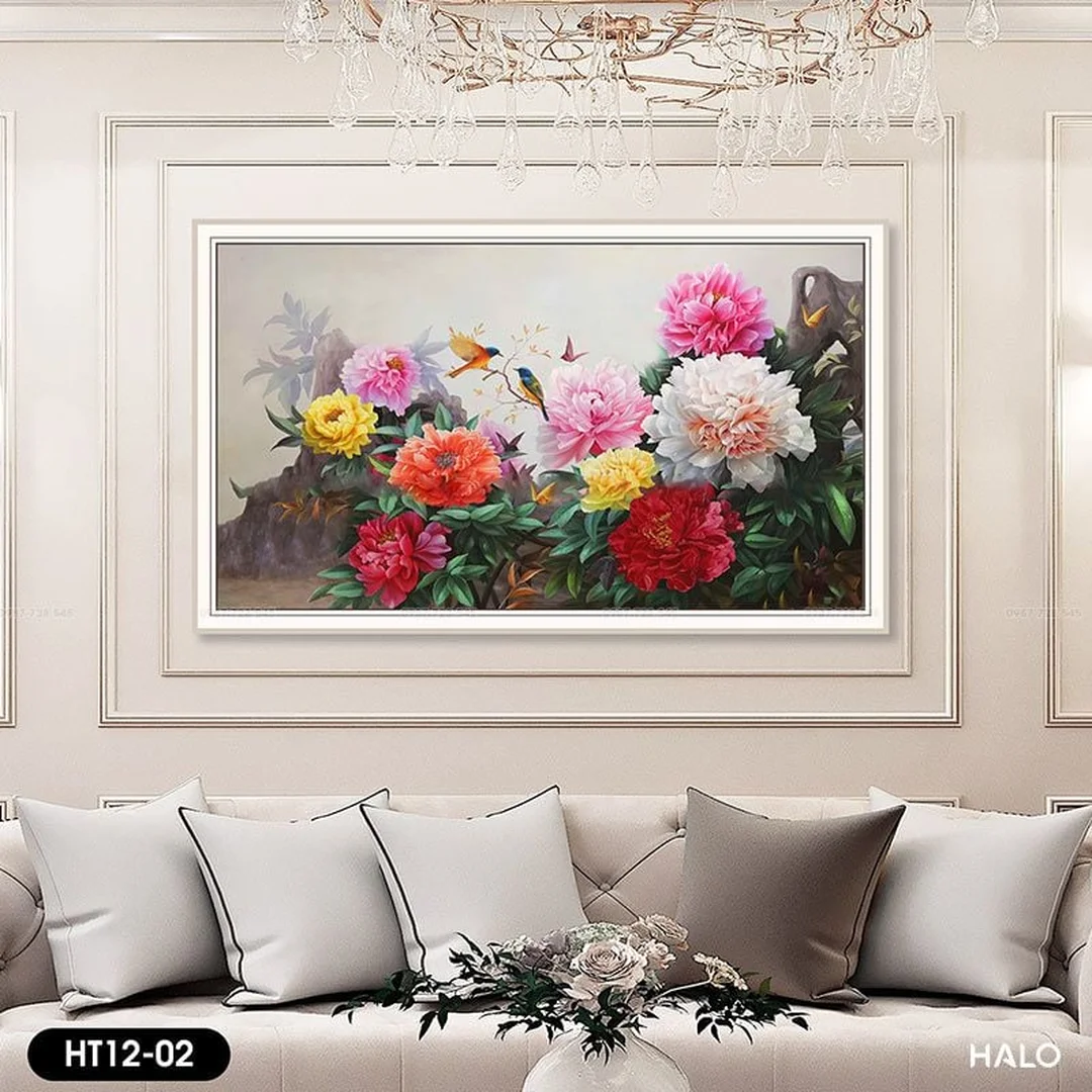 Tranh sơn dầu hoa mẫu đơn treo không gian hiện đại tranh sơn dầu hoa mẫu đơn treo không gian hiện đại