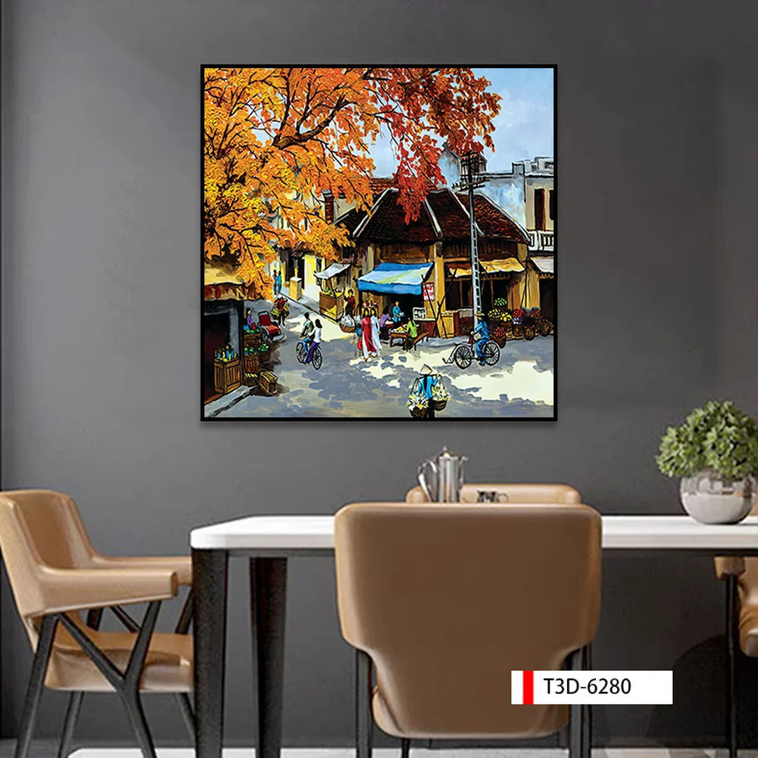 tranh sơn dầu phòng khách trừu tượng hiện đại