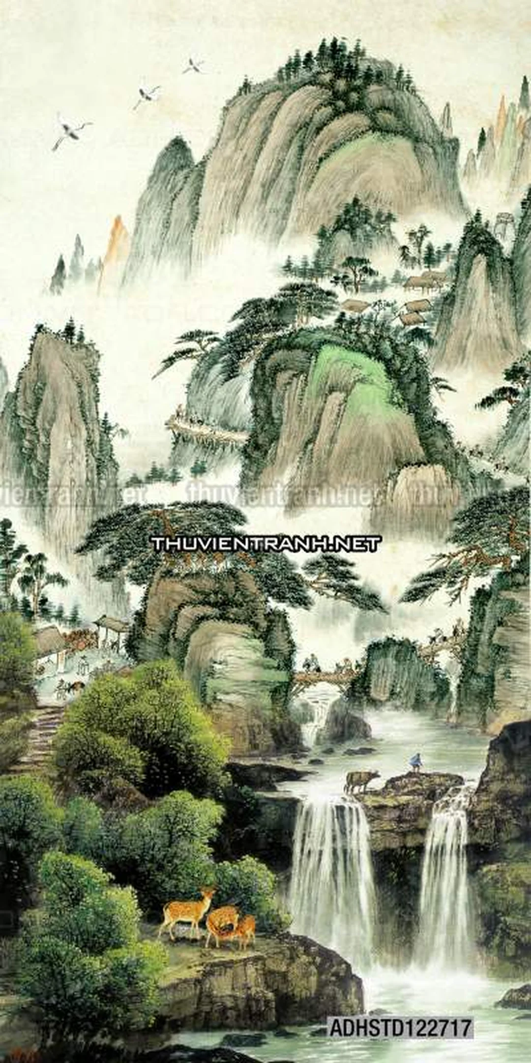 tranh thủy mặc trung hoa cổ điển treo phòng trà