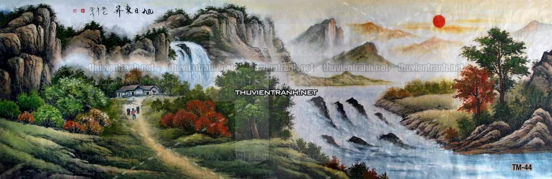 tranh thủy mặc trung quốc khổ lớn cho không gian hiện đại
