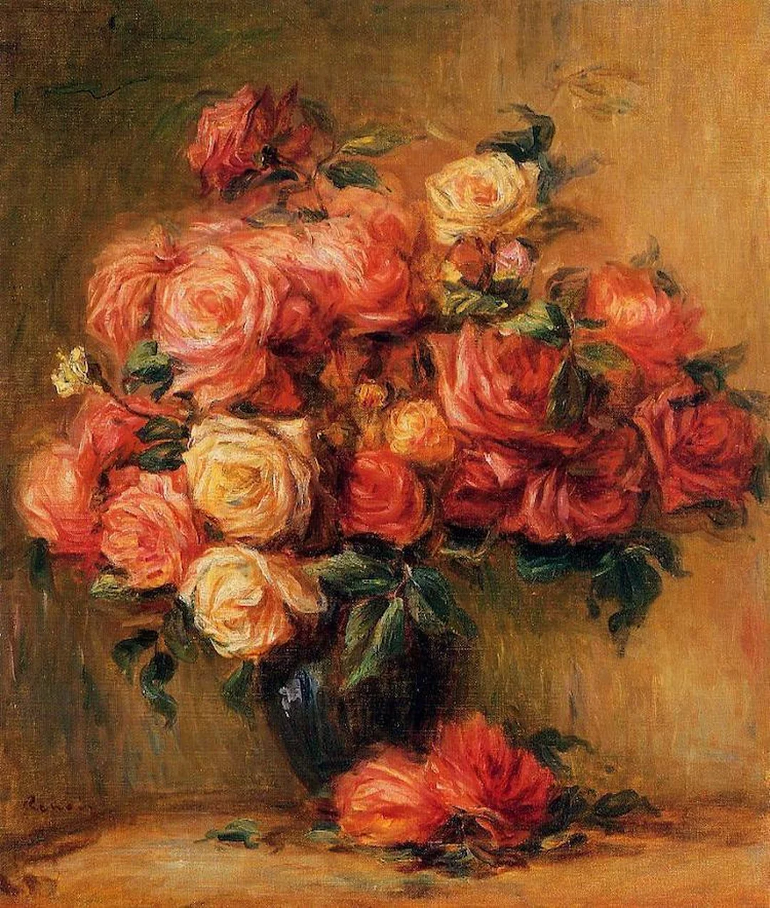 Tranh tĩnh vật hoa hồng của Pierre-Auguste Renoir tranh tĩnh vật của các họa sĩ nổi tiếng với hoa hồng ấn tượng của Renoir