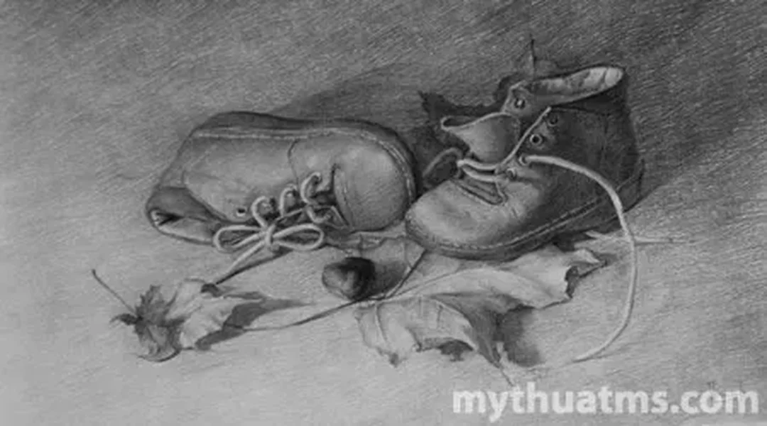 tranh tĩnh vật màu chì phân tích khung hình và trục đứng