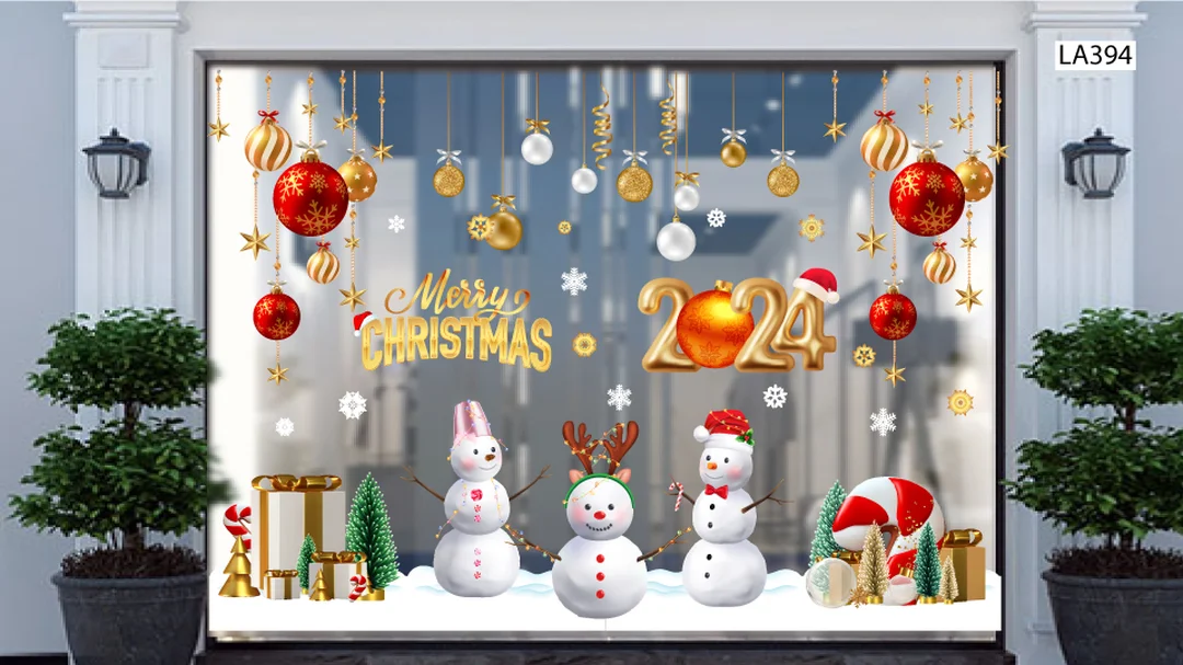 tranh trang trí noel decal dán kính mặt tiền cửa hàng