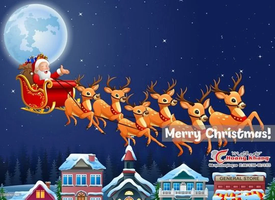 tranh trang trí noel vẽ kính cây thông và ông già noel