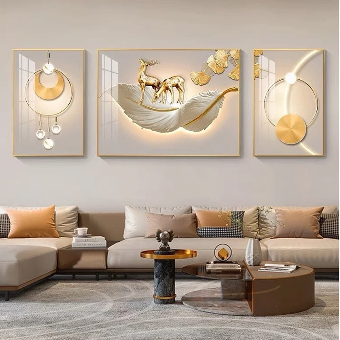 tranh trang trí phòng khách hiện đại treo tường sau sofa
