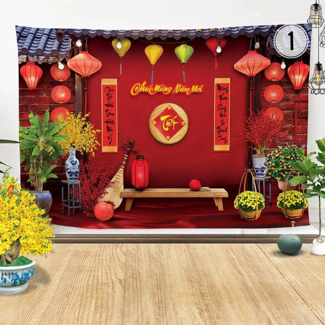 Tranh trang trí Tết dạng canvas cho phòng khách tranh trang trí tết dạng canvas tráng gương cho phòng khách
