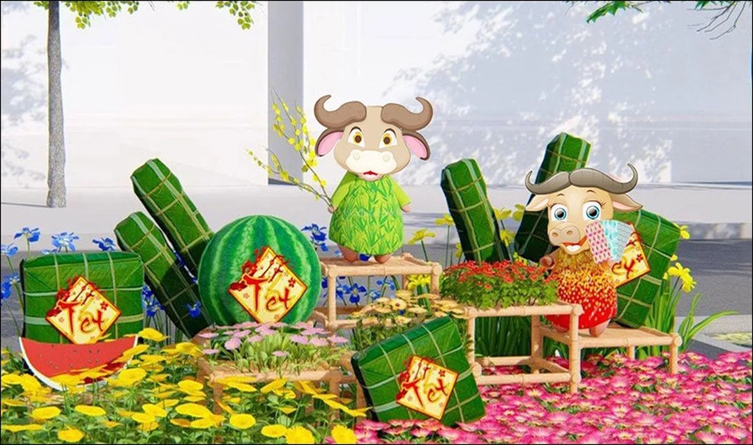Mô hình và tranh trang trí Tết mầm non tranh trang trí tết mầm non với mô hình và tiểu cảnh mùa xuân