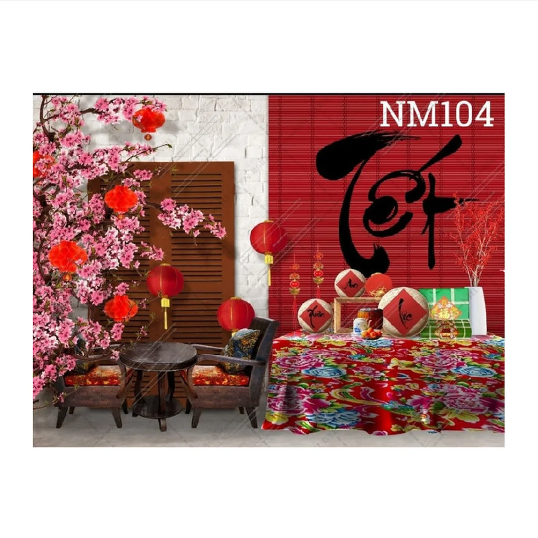 Tranh trang trí Tết vải nhẹ dễ treo tranh trang trí tết treo tường bằng vải nhẹ dễ lắp đặt