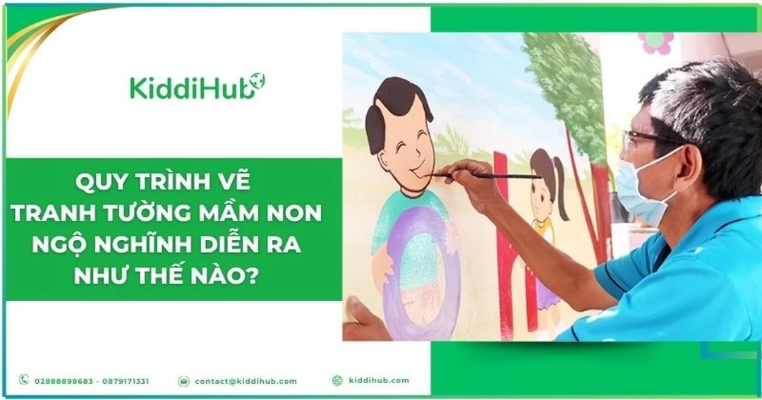 tranh trang trí tường mầm non trong quy trình phác thảo