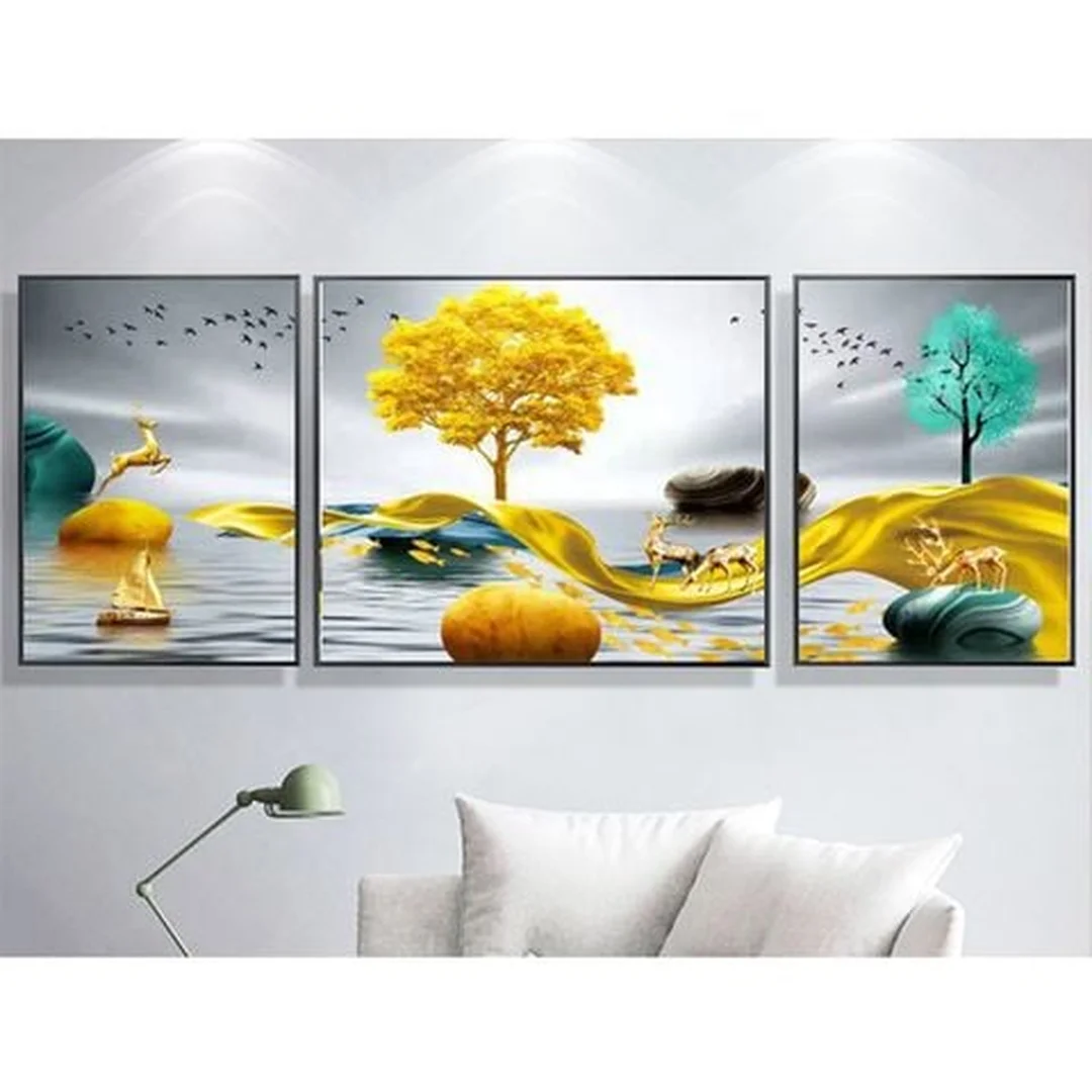 tranh treo tường 3d bình hoa khung lớn cho vách sofa