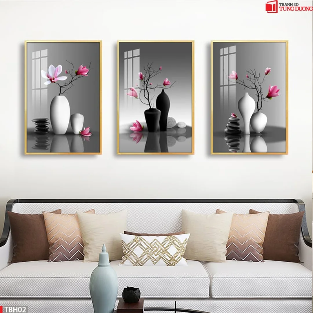 tranh treo tường bình dương chủ đề hoa trang trí không gian sống